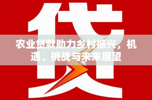 九龙城农业贷款助力乡村振兴，机遇、挑战与未来展望