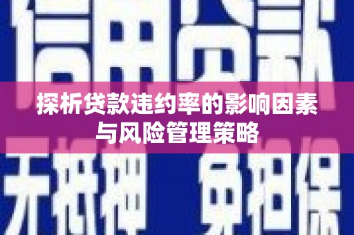 九龙城探析贷款违约率的影响因素与风险管理策略
